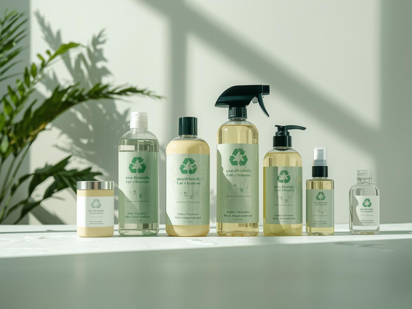 Eco-friendly car cleaning product lineup Eco-friendly car cleaning product lineup